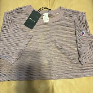 Champion Authentic Woman’s Frosted Plum Mesh Shimmel summer Tee 2XL NWT